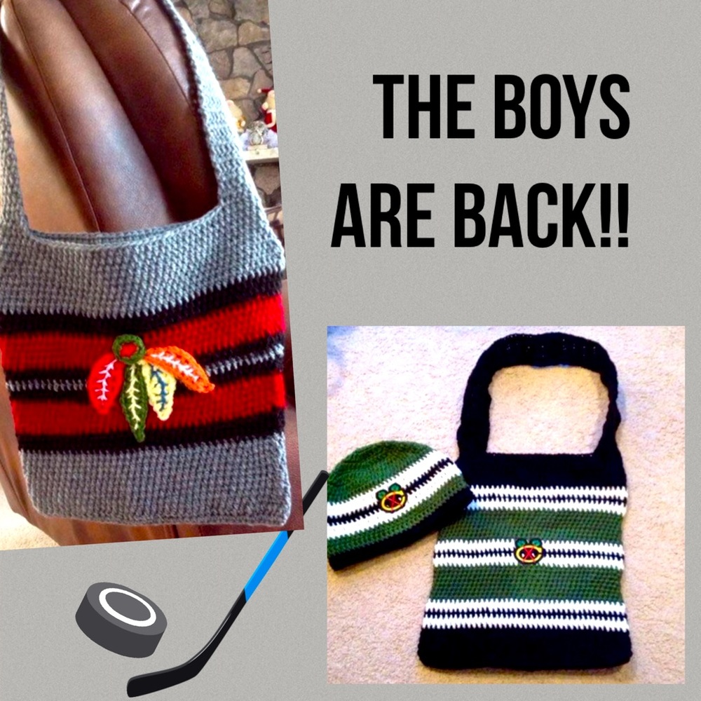 Chicago Blackhawks inspired totes & hat